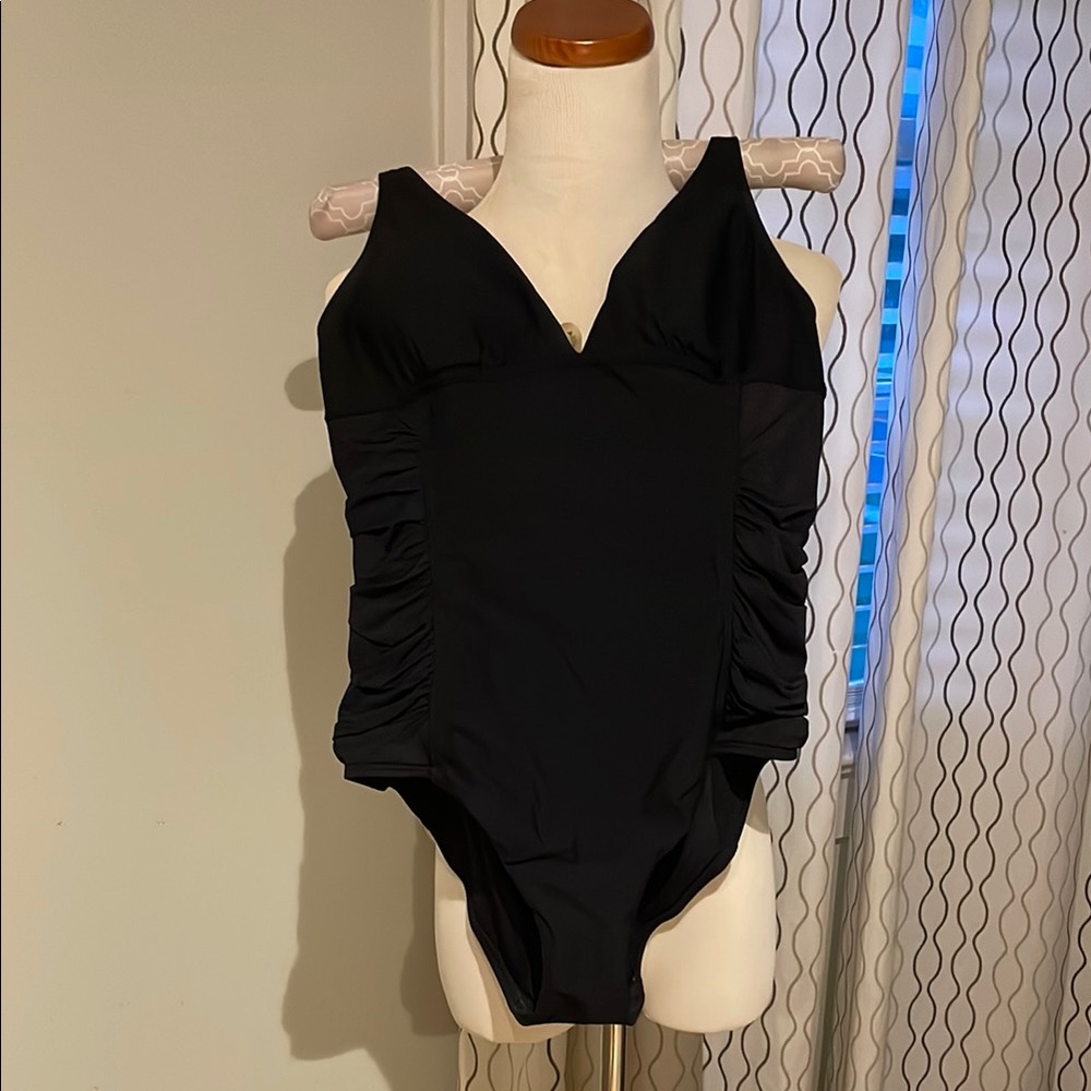 Black Ruched One-Piece Swimsuit
